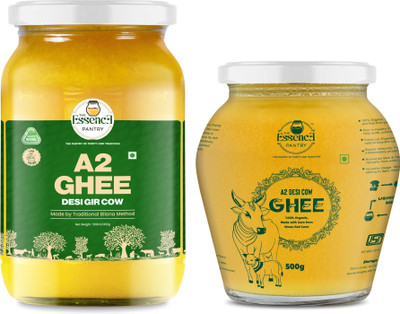 THE ESSENCE PANTRY A2 Gir Cow Ghee 500g+ A2 Desi Cow Ghee 500g Ghee Glass Bottle(1 L)