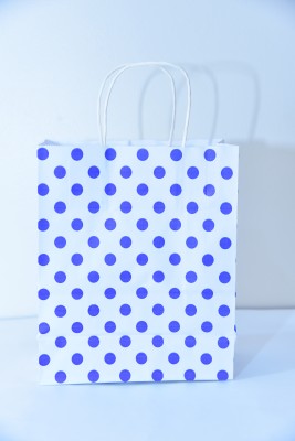 Tejaswi Plastic Pvt Ltd Polka Dot Blue Paper Bag (Pack of 100) 8x4x10 Paper Gift Wrapper(Blue)