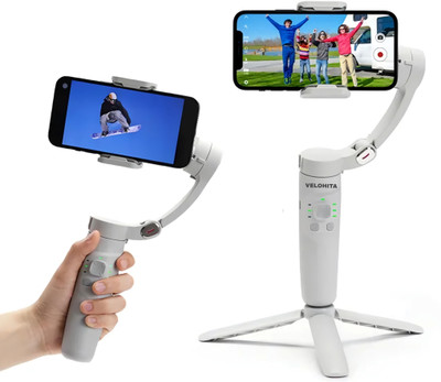 VELOHITA M1 Foldable 3-Axis Gimbal Stabilizer for Smartphones Face Tracking YouTube 3 Axis Gimbal for Mobile(350 Grams)
