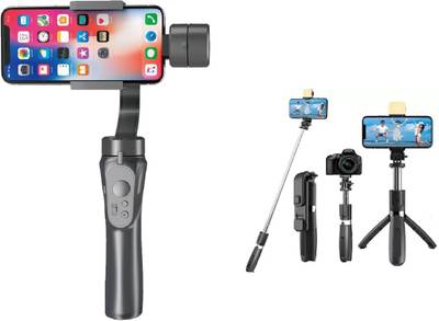 FITRIC combo Gimbal Mobile Video Stabilizer with 360Rotation & 3 in 1 selife stick 3 Axis Gimbal