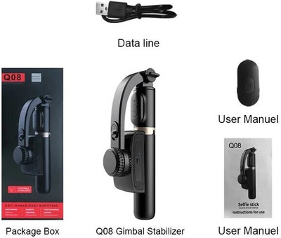 leecy Q08 Gimbal Stabilizer in Black Color 3 Axis Gimbal for Mobile, Camera(3kg)
