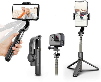 RETRACK L08 Gimbal Stabilizer Anti-Shake Smart Selfie Stick Gimbal Selfie Stick Tripod Tripod(Black, Supports Up to 500 g)