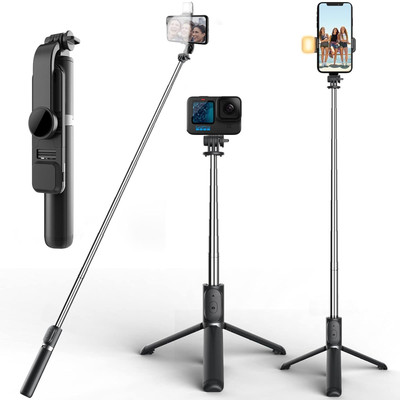 Hybite Selfie Stick with Light Tripod Stand 104 cm/41 inch Bluetooth Extandable Selfie Stick Tripod Rechargeable Dimmable Fill Light for YouTube Vlog Live Streaming Holder Compatible for Gopro Bluetooth Selfie Stick(Black, Remote Included) Hybite Selfie Stick with Light Tripod Stand 104 cm/41 inch Bluetooth Extandable Selfie Stick Tripod Rechargeable Dimmable Fill Light for YouTube Vlog Live Streaming Holder Compatible for Gopro Bluetooth Selfie Stick(Black, Remote Included)
