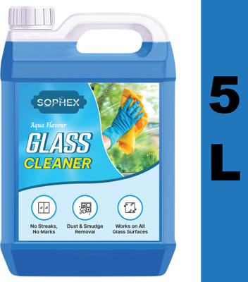 sophex Window Glass Cleaner | Fast-Dry, No Stains | 5 L Can | Mirror & Surface Cleaner(5 L)