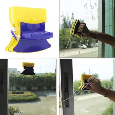 Fulkiza Magnetic Window Cleaner Double-Side Glazed Two Sided Glass Cleaner Nylon Wet and Dry Brush(Multicolor)