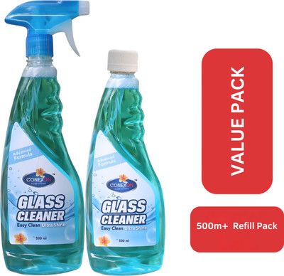 CONEXON Glass Cleaner 500ml + Refill Combo Pack(2 x 500 ml)
