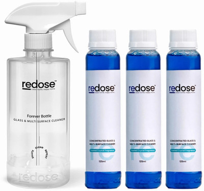 Redose Glass & Multisurface Spray Bottle Pack with 3 Refills (1.5 LTR)(4 x 375 ml)