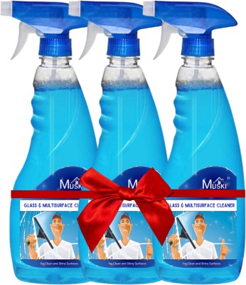 MUSKI Glass and Surface Cleaner Liquid Spray| for Car, Kitchen & Home Surfaces(3 x 500 ml)