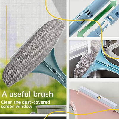 Twok Window Cleaning Wiper Extended Handle Double Sided Mesh Cleaner Brush(100 ml)