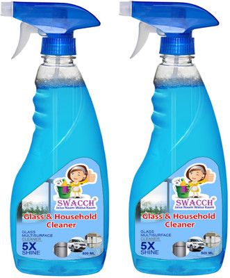 swacch Glass & Household Cleaner Pack of 2 I Windows & Mirrors Cleaner Liquid(2 x 0.5 L)