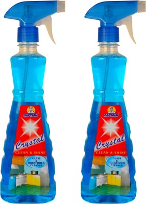 CAPTAIN _Crystal Clean & Shine Glass and Household Cleaner Liquid Spray - ( Pack of 2 )(2 x 500 ml)