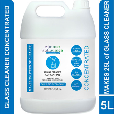 zimmer aufraumen CONCENTRATED GLASS CLEANER 5 Lit. 5 LITERS MAKE 10 LITERS of Glass Cleaner Solution @ Rs. 85 per Liter). Just Mix in Tap Water (1:1 Ratio). Economical & Ecofriendly. Kids & Pets Safe.(5 L)