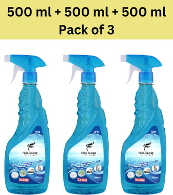 Feel Close Live Close Glass Cleaner 500 ml Pack of 3 Bottles, Cleans multiple types of surfaces(3 x 0.5 L)