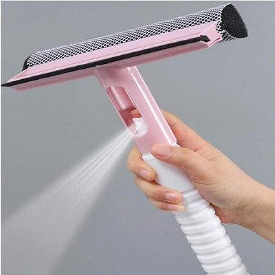 Jiyancreation 3 in 1 Double-Sided Glass Cleaning Wiper with Spray & Microfiber Pad Silicone Wet and Dry Brush(Multicolor)