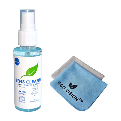 Eco Vision 1 Lens Cleaning Spray With 2 Microfiber Cloth For Spectacle, Camera, Laptop etc(100 ml)