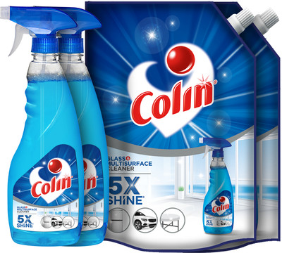 Colin 2x1 Litre Refill + 2x500 ml Glass Cleaner Spray(2 x 1.5 L)