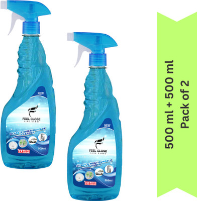 Feel Close Live Close Glass Cleaner 500 ml Pack of 2 Bottles, Cleans multiple types of surfaces(2 x 0.5 L)