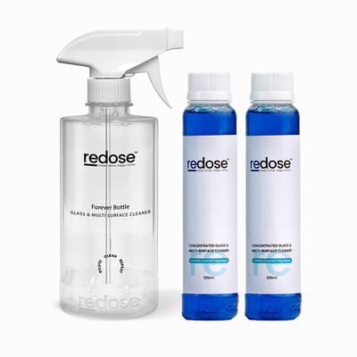 Redose Glass & Multisurface Spray Bottle Pack with 2 Refills (1 LTR) | 1 refill =500 ML(3 x 3 ml)