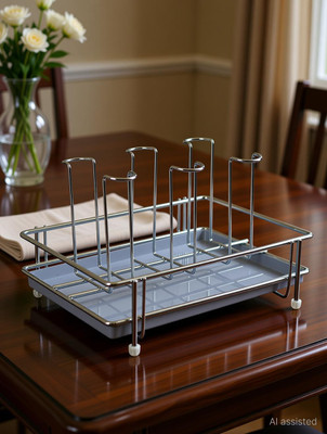 Levon Stainless Stand for 6|for Kitchen/Dining Table Steel Glass Holder