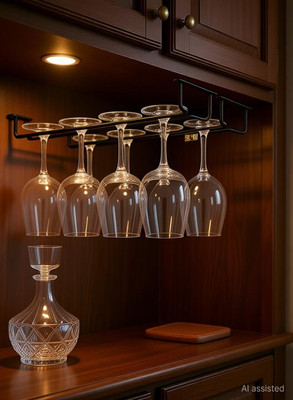 MBCARE 2-Black Steel Glass Holder, Wine Rack, Stemware Holder