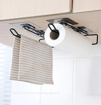 DXDT Pack of 2 Ceiling Mounted Napkin Holder/Tissue/Toilet Paper/Wine Glass Holder Black Towel Holder(Stainless Steel)