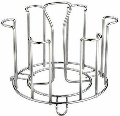 AP EMPIRE Stainless Steel Glass Stand For Kitchen 6 Glass Holder Chrome Finish Steel Glass Holder