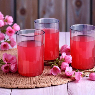 NHB BOUTIQUE Premium Unbreakable Aura Plastic Drinking Glass Set/Stylish & Durable Design Glass Set Water/Juice Glass(300 ml, Plastic, Clear)