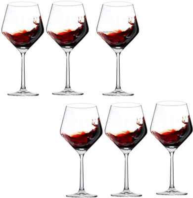 DKOR'HOM (Pack of 6) Short Steam Champagne Bordeaux Stem Wine Glass Lead Free Crystal Clear Drinkware Kitchen Dining Glass Set Wine Glass(650 ml, Glass, Clear)