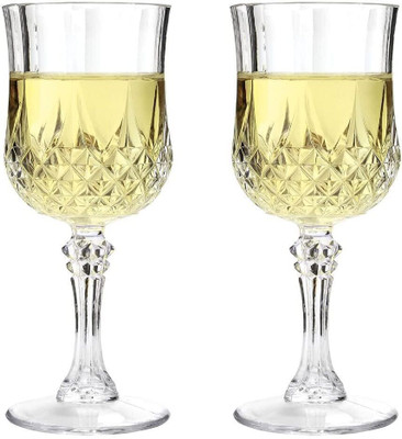manekk world (Pack of 6) Set of 6 Crystal Cut Glasses | Diamond Pattern Whiskey, Wine & Cocktail Glass Glass Set Whisky Glass(220 ml, Glass, Clear)