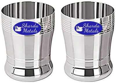 Sharda Metals (Pack of 2) GLASS01A-PCK-1 Glass Set Water/Juice Glass(250 ml, Steel, Silver)