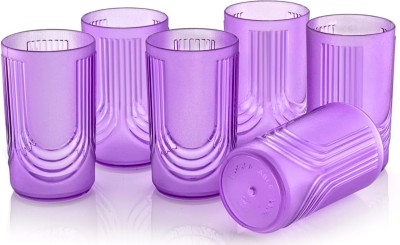 lady love Unbreakable Plastic Water and Juice Drinking Glass with Stylish Lining Design Glass Set Water/Juice Glass(300 ml, Plastic, Purple)