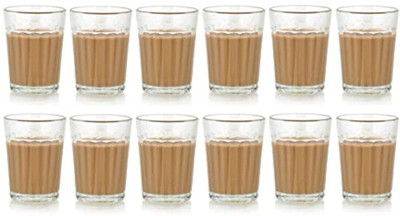 Satyam Kraft (Pack of 12) Traditional Indian Cutting Chai /Tea Style Experience Set Glass Set Water/Juice Glass(100 ml, Glass, Clear)