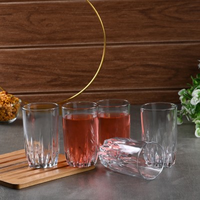1st Time (Pack of 5) Moulded Design MultiPurpose Drinking Glass, Clear- A47 Glass Set Water/Juice Glass(250 ml, Glass, Clear)