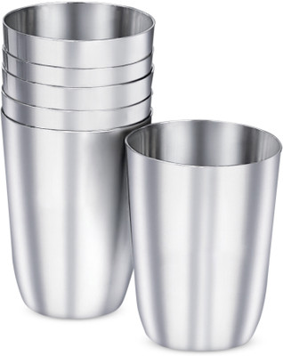 Judge (Pack of 6) 50579 Classic|Mirror Polished Finish|Perfect For Gifting Glass Set Water/Juice Glass(0.3 ml, Steel, Silver)