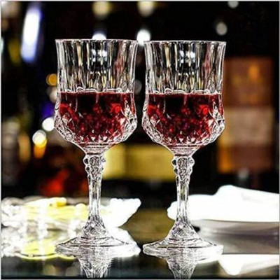 manekk world (Pack of 2) Crystal Clear Diamond Glasses Wine Whiskey Champagne Party Drinkware Glass Set Wine Glass(220 ml, Glass, Clear)