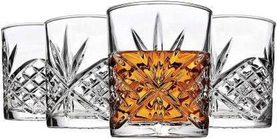 okechuku (Pack of 6) 1010_Stylish Crystal Round Shape Whiskey Glasses set Glass Set Whisky Glass(320 ml, Glass, Clear)