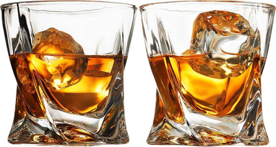 Connvoke (Pack of 2) Premium Whiskey Glasses Set with Box - Elegant Glassware for Bourbon_New Glass Set Whisky Glass(320 ml, Glass, Clear)