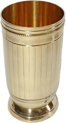 A & H ENTERPRISES Heavy Handmade Brass Water Drinking Glass Set Striped Design - Set of 1 pc Glass Set Water/Juice Glass(250 ml, Brass, Gold)