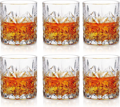 SMILERRY Whiskey Drinking,Beer glass Bourbon Liquor, wine, Cocktail Drink_New Glass Set Whisky Glass(350 ml, Glass, Clear)