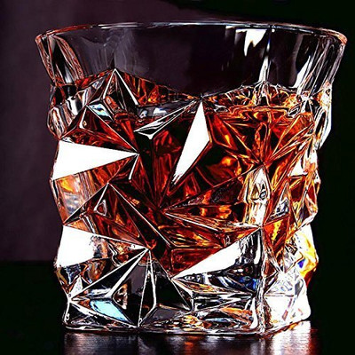 b7 Creations Diamond Crystal Cut Whiskey Glasses Glass Set Whisky Glass(300 ml, Glass, Silver)
