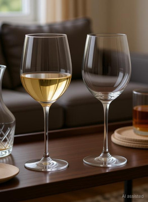 Maruti Mart (Pack of 2) stylish trendy 2 pack red & white wine glass Glass Set Glass Whisky Glass(300 ml, Glass, Clear)