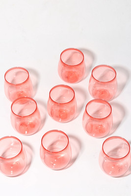 POPWARE (Pack of 252) Transparent Red Tumbler/Premium Reusable for Home & Kitchen/Unbreakable Glass Set Water/Juice Glass(400 ml, Plastic, Red)