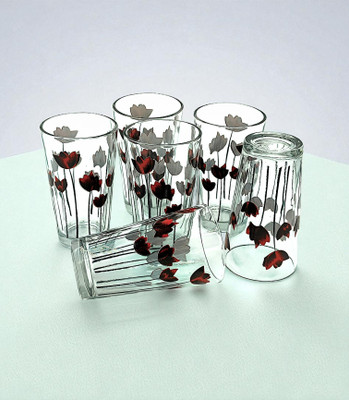 crockware DRZT_6PCS_gls_FLORA-07_New_HH182 Glass Water/Juice Glass(180 ml, Glass, Clear)