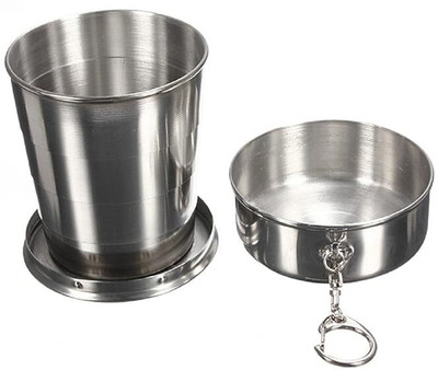 COINCE Steel Folding Glass1 Glass Water/Juice Glass(40 ml, Steel, Silver)