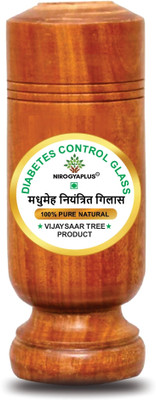 OneClick Wooden Sugar Control Home Remedy Vijaysar Herbal Tumbler Glass 100 ML P1 Glass Water/Juice Glass(100 ml, Wood, Light Brown)