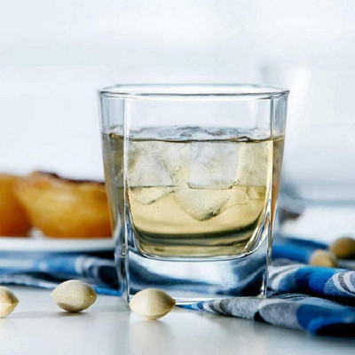 okechuku Crystal Clear Heavy Boktom Square Shaped Juice, Water and (1 pc.) Glasses Glass Whisky Glass(250 ml, Glass, Clear)