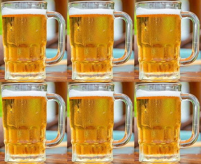Uinque Buyer (Pack of 6) Cool Beer Glass For Juice/Drink/Beer-350ML Glass Set Beer Glass(350 ml, Glass, Clear)