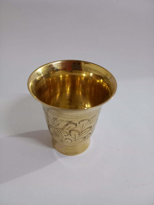 Mahita Collections (Pack of 6) Glass01 Glass Shot Glass(100 ml, Brass, Gold)