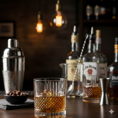 b7 Creations Crystal Whiskey Glass Set Glass Water/Juice Glasseg Glass Set Whisky Glass(300 ml, Glass, Multicolor)