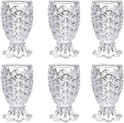 KDZONE (Pack of 6) Crystal clear, Pineapple shaped Glass Water/Juice Glass(200 ml, Glass, Clear)